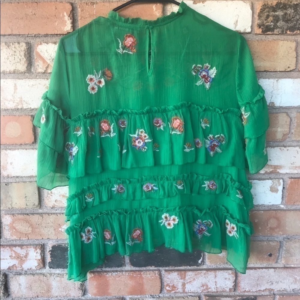 Zara Embroidered Tiered Ruffle Top - Picture 3 of 7